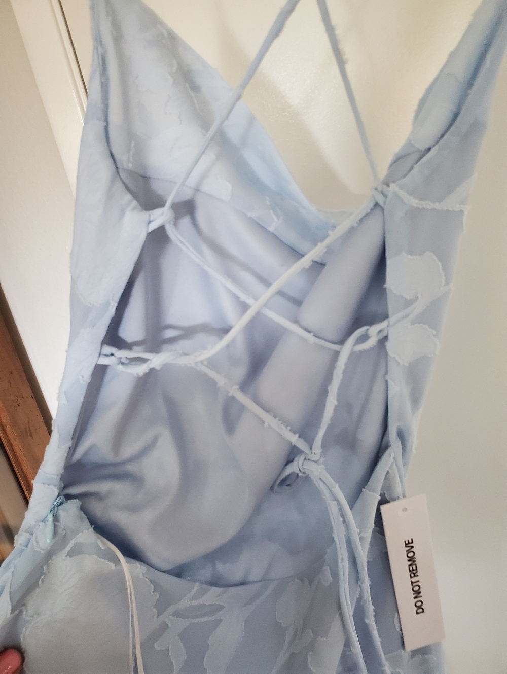 Princess Polly Celena Size 2 or size 4 Blue Floral Lace Mini Crisscross Back - Picture 5 of 7